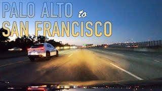 Palo Alto to San Francisco via US-101 Scenic Drive in 4K