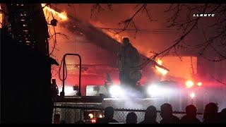 Mineola:  4-Alarm Fire Destroys Commercial Block #fireservice #firevideo #suffolkcountyny