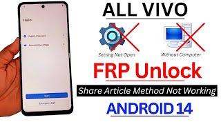 All Vivo Android 14 FRP BYPASS  Setting Not Open  | Vivo Google Account Bypass - WITHOUT PC 2025