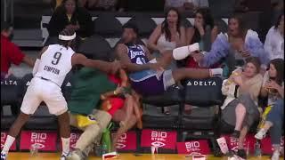 Mason Jones crashes court side into a pregnant Riley Reid