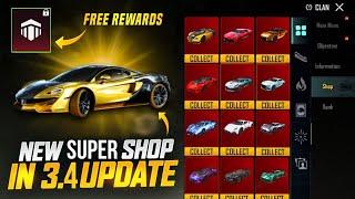  Free Material & Emblem In Vehicle Shop  | 3.4 Update Achievement | Biggest Super Cars Shop | PUBGM