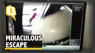 Caught on Camera: Miraculous Escape of a Girl from Elevator