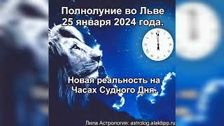 Полнолуние 25 января 2024 года во Льве. Новая реальность на Часах Судного Дня.