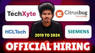 Citrusbug | Techxyte | Siemens | HCL Tech Off Campus drive 2019 to 2024 | Jobs for freshers