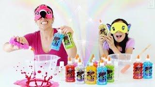 DESAFIO DO SLIME COM 3 CORES E OLHOS VENDADOS!!!  Brincando com Mamãe (3 Colors of Glue Challenge)