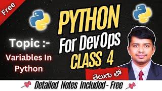 DAY 4 || PYTHON VARIABLES || KK FUNDA || PRASANTH REDDY