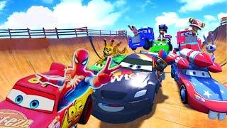 GTAV SPIDER - MAN 2️, FIVE NIGHTS AT SONIC, FAZBEAR, POMIN Join in Epic Stunt Racing