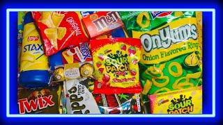 New 101 Candies Opening M&M's Candy Sour Patch Hershey’s Kit kat Twix Ferrero Lays Stax Chips Bugles