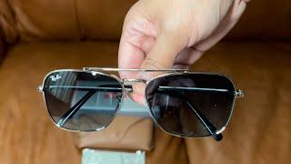 Ray-Ban NEW CARAVAN Men’s Sunglasses | Silver Frame with Blue Gray Gradient Lenses | UNBOXING!! ️