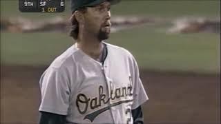 Bill Taylor (Athletics) Strikes out Barry Bonds with a nasty slider