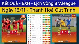 Kết Quả, Bảng Xếp Hạng, Lịch Thi Đấu Vòng 8 Vleague 2024/25 Ngày 16/11 | Thanh Hoá Dẫn Đầu