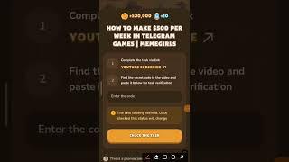 HOW TO MAKE $500 PER WEEK IN TELEGRAM GAMES | MEMEGIRLS | Memefi New Video Code