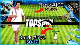 Rank 500 vs Rank 100 (95% Win Rate) TopSpin 2K25 Player vs Player Gameplay | World Tour