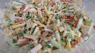 САЛАТ с Крабовыми Палочками и Свежим Огурцом Crab stick salad,  English Sub, Subtítulos en españo