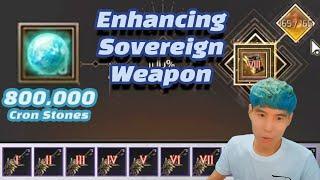 [BDO] Enhancing Sovereign Weapon with 800k Cron Stones 크론석 80만개로 군왕무기 강화하기!