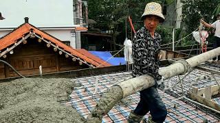 How we build super thin houses - Construction of reinforced concrete structure for 1st floor