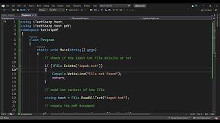 C# .NET Project to Convert Text File to PDF Document Using iTextSharp Library in Terminal
