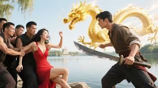 A killing god emerges from the lake, beheading the gang leader, and the beauty proposes on the spot!