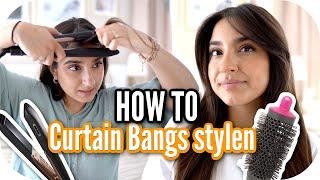 HOW TO: CURTAIN BANGS MIT GLÄTTEISEN UND RUNDBÜRSTE STYLEN ️ | Sanny Kaur