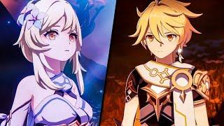 Genshin Impact 5.7 - Aether & Lumine Reunion in Khaenri'ah Cutscene Animation Dub Japan