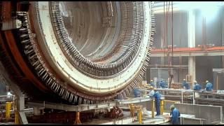 Giant Electrical Generator Rebuilding Process. Production Processes & Heavy CNC Machines In Working