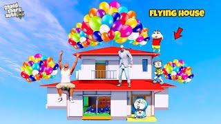 Franklin & Shinchan Turn Shinchan's House into a Flying House in GTA 5! 