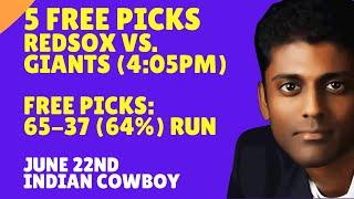 Sunday MLB Baseball Picks Predictions & Best Bets 06/22/2025 Indian Cowboy Picks Predictions Bets