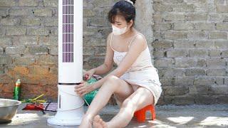 Genius Repair Girl: Restores and Repairs an Abandoned Steam Electric Fan by the Stream