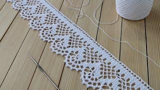 ЛЕНТОЧНОЕ КРУЖЕВО вязание крючком КАЙМА мастер-класс СХЕМА ВЯЗАНИЯ  Crochet Tape Lace Tutorial