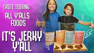 Taste testing All Y'Alls Foods Plant based Jerky