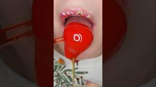 ASMR Satisfying Eating Gummy Strawberry In Honey   #asmr #honey #satisfying