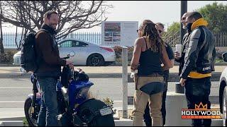 Keanu Reeves talking to fans about his 'ARCH Motorcycle' for 3 Minutes Straight in Malibu