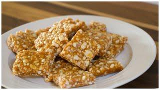 Crispy and crunchy crushed peanut chikki with jaggery | Peanut brittle recipe | moongfali chikki