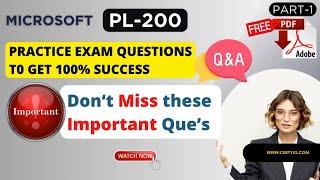 PL-200 | Important Exam Questions | Microsoft Power Platform Functional Consultant | Exam Cram | PDF