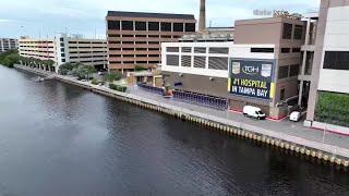 DRONE FOOTAGE: AquaFence Around Tampa General Hospital in Preparation of Milton