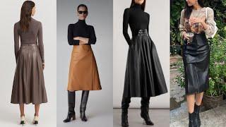 NEWEST VERSION OF MOST BEAUTIFUL ATTRACTIVE LEATHER SKIRT OUTFIT IDEAS FOR WORKING LADIES