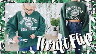 THRIFT FLIP CLOTHES NO SEW | transforming oversized clothing + thrift flip jeans