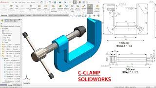 C-Clamp Parts and Assembly in Solidworks