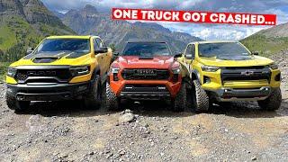 Top Gear Style NEW Truck Battle PART 2! TRX vs TRD Pro vs ZR2 Off Road Challenge! One Got Crashed...