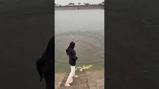Just a girl, a net, and the art of fishing.