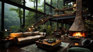 Cozy Ambience In Forest | Cozy Retreat with Fireplace And Calming Rain to Sleep, Rest, Meditate