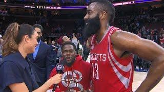 Kevin Hart Crashes James Harden's Postgame Interview | 01.27.17