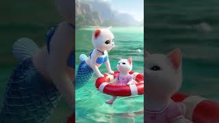 ‍️Cat dad fights monsters alone, rescues mermaid and kitten #ai #story #catshorts#aicat#funny