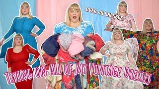 Trying on ALL of my Vintage Dresses! Vintage Dress Collection + Trying on over 40 Dresses!