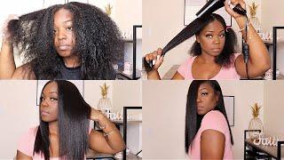 SILK PRESS USING OLAPLEX ON HEAT TRAINED HAIR | NO HEAT DAMAGE| NATURAL HAIR