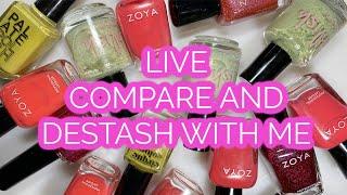 LIVE Compare + Destash With Me // Zoya coral reds, Red Holos, Green with Gold Flakes, and more