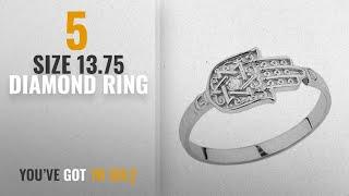 10 Best Size 13.75 Diamond Ring: Unique 10k White Gold Diamond Hamsa Hand Star of David Ring (Size