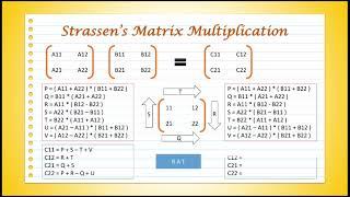 Strassen's Matrix Multiplication | Strassen's Matrix Multiplication Formulas