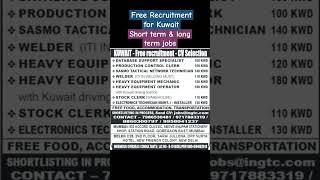 Free Recruitment for Kuwait, long term & shutdown jobs, kuwait jobs today #shorts #viralshorts #job