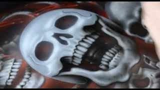 Learn how to airbrush skulls using airbrush stencils - with Stuart Vimpani - Airbrush Artist